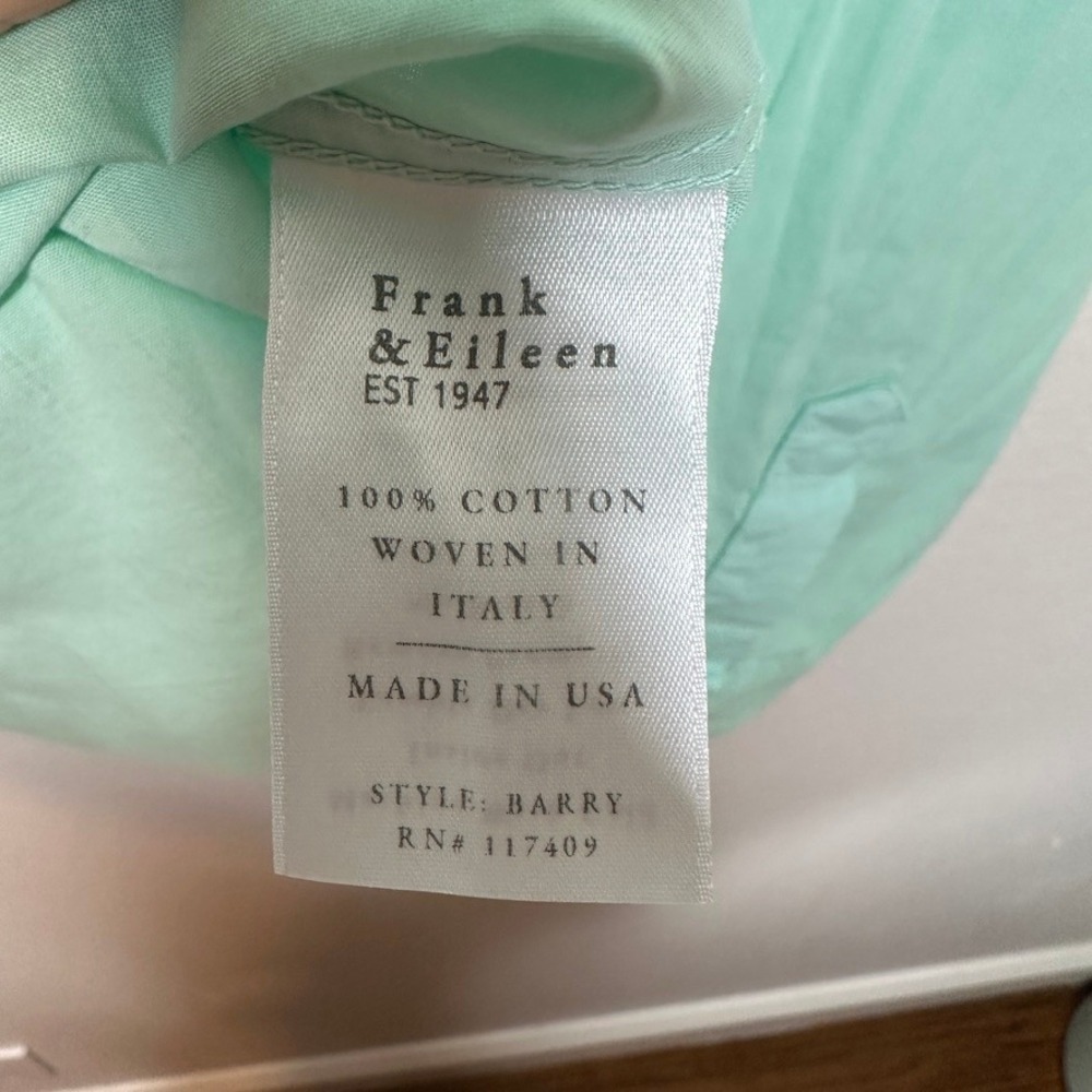 Frank & Eileen Barry Mint Green Cotton Button Up Shirt Womens Small‎ Made in USA - Picture 6 of 7